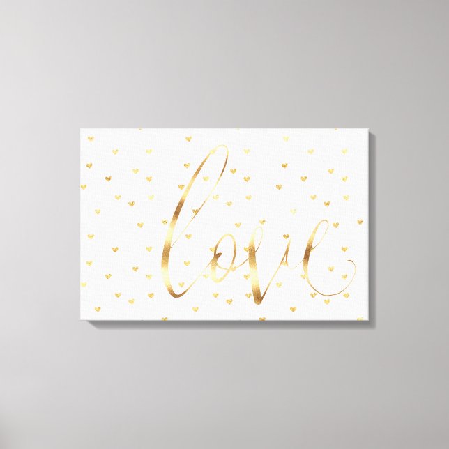 Gold Hearts Love Ombre Canvas Print (Front)