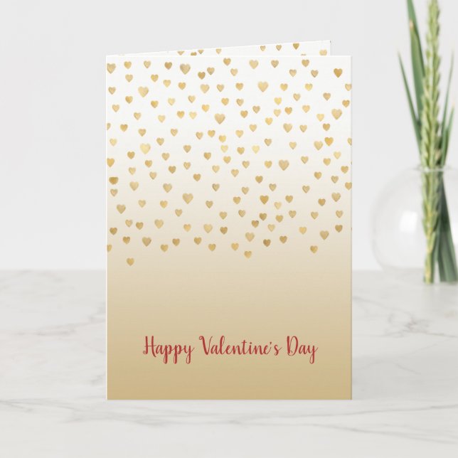 Gold Hearts Ombre Holiday Card (Front)