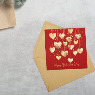 Gold Hearts on A String Card