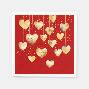 Gold Hearts on A String Napkin