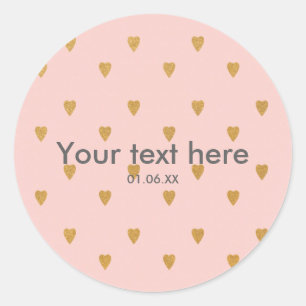 Gold Hearts on Pink Birthday Party Favour Sticker