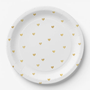 Gold Hearts Paper Plate