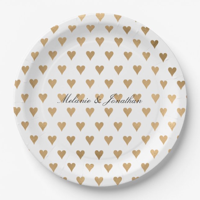 Gold Hearts Paper Plate (Front)