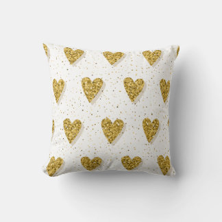 Gold Hearts Pattern Cushion