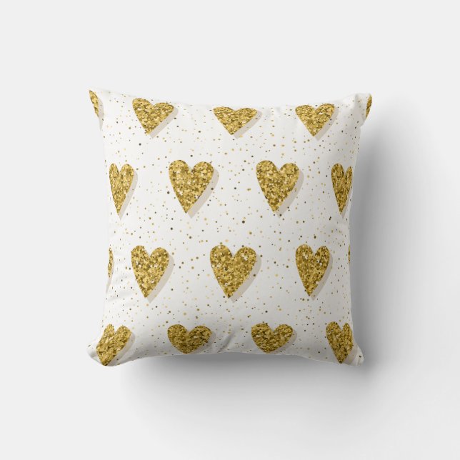 Gold Hearts Pattern Cushion (Front)