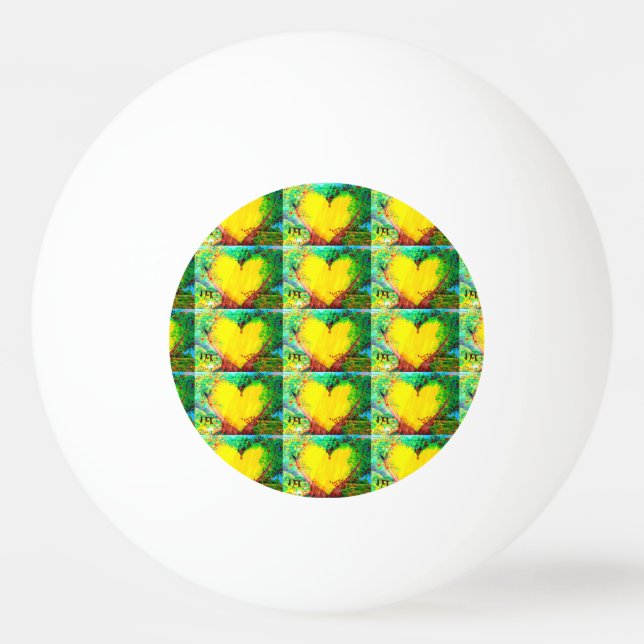 gold hearts ping pong ball (Front)