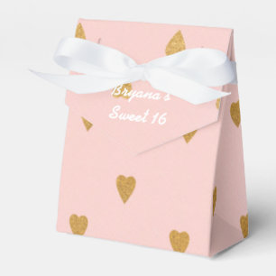 Gold Hearts Pink Birthday Party Favour Boxes