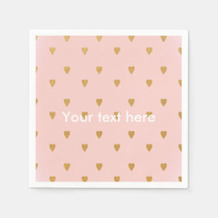 Gold Hearts & Pink Girls Birthday Party Napkins