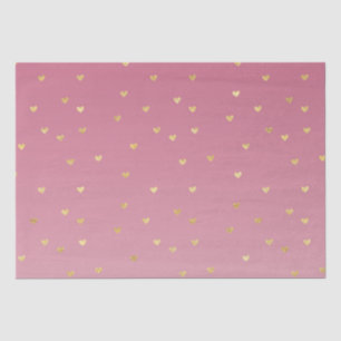Gold Hearts Pink Ombre Tissue Paper