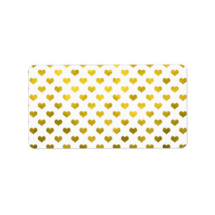 Gold Hearts Polka Dot Heart Metallic Pattern Label
