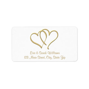 Gold Hearts Return Address Labels