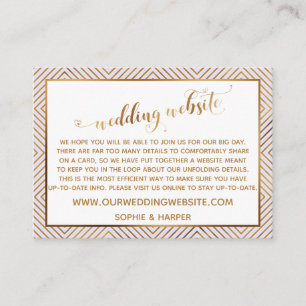 Gold Hearts Script on Lavender Wedding Website Enclosure Card