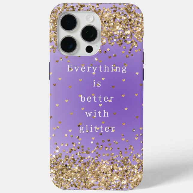 Gold Hearts Sparkle Purple Glitter quote  Case-Mate iPhone Case (Back)