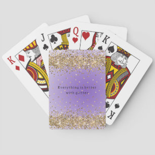 Gold Hearts Sparkle Purple Glitter quote  Playing Cards