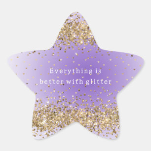Gold Hearts Sparkle Purple Glitter quote  Star Sticker