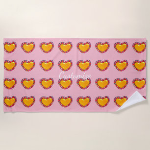 Gold hearts Thunder_Cove Beach Towel