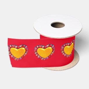 Gold hearts Thunder_Cove Satin Ribbon