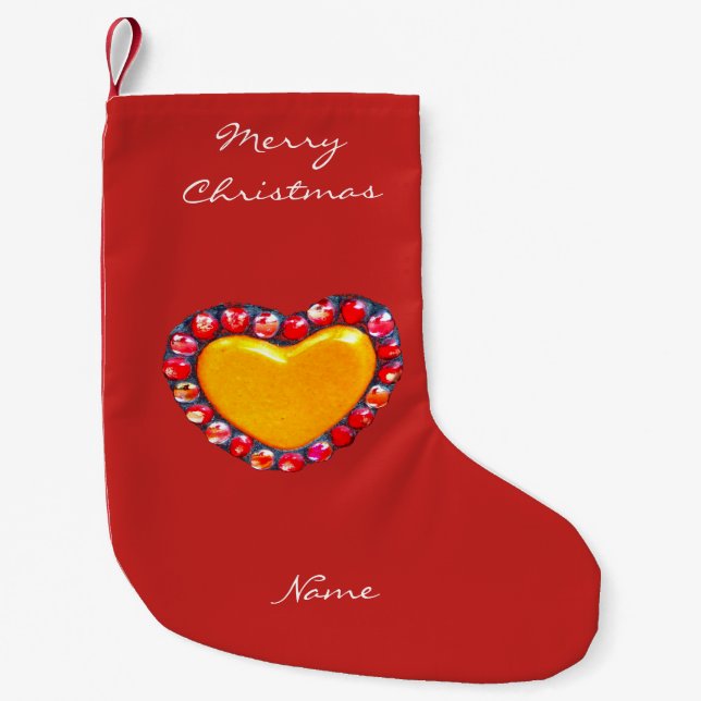 Gold hearts Thunder_Cove Small Christmas Stocking (Front)