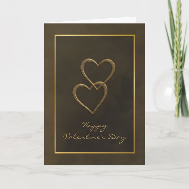 Gold hearts Valentine card (Front)