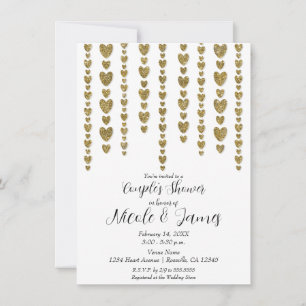 Gold Hearts Valentine Couple's Wedding Shower  Invitation