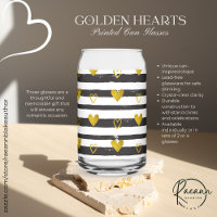Gold Hearts Valentine's Love Printed Can Glasses