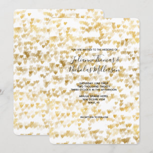 Gold Hearts Wedding Invites