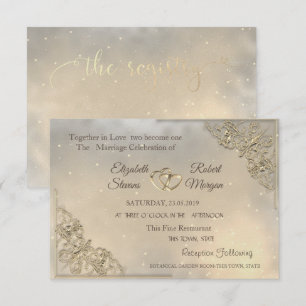 Gold Hearts Wedding & Registry Invitation