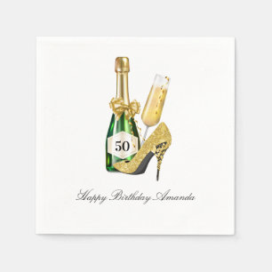 Gold Heels and Champagne Napkin