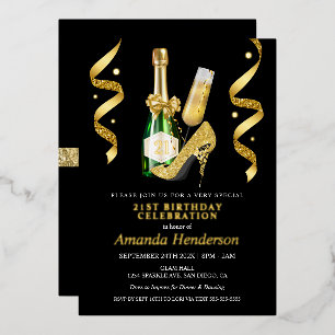 Gold Heels and Champagne Women's Birthday
