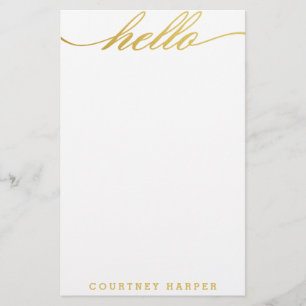 Gold "Hello" Personal Stationery