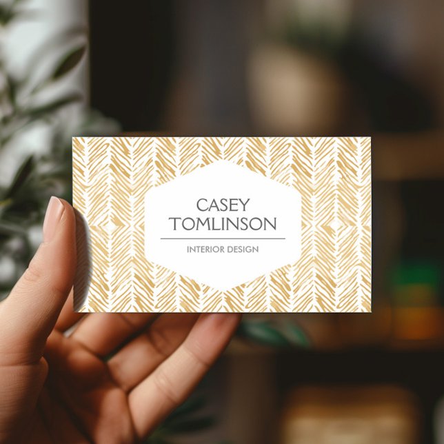GOLD HERRINGBONE / CHEVRON ARTWORK BUSINESS CARD (Creator Uploaded)