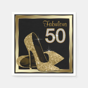 Gold High Heel 50th Birthday Party Napkin