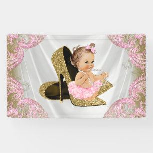 Gold High Heel Shoe Girls Baby Shower Banner