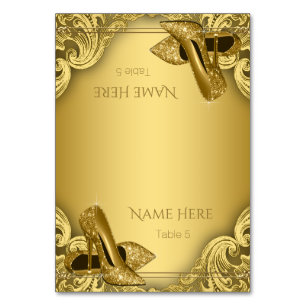 Gold High Heel Shoe Seating Cards