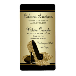 Gold High Heel Shoe Wine Bottle Labels