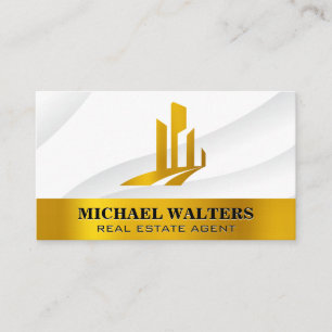 Gold High Riser Buildings   Lux Real Estate Business Card