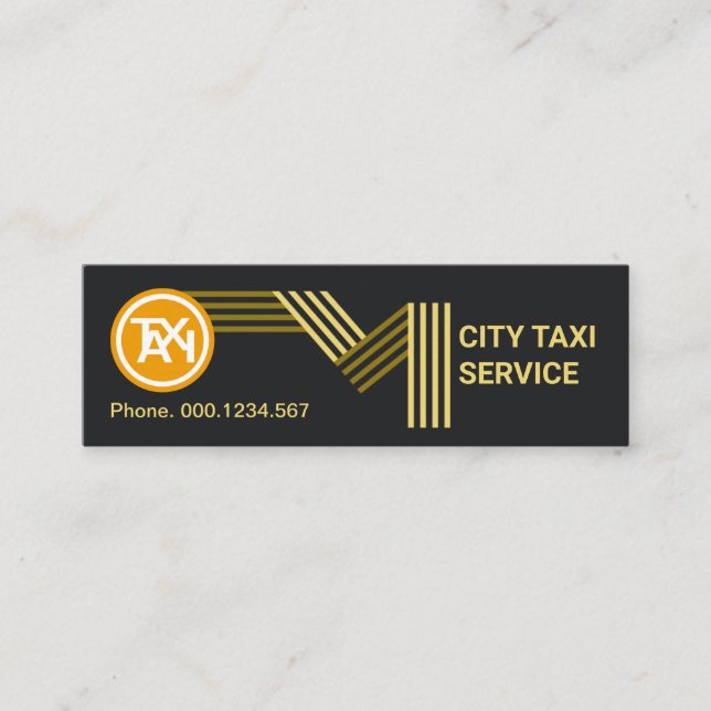 Gold Highway Taxi Route Transportation Mini Business Card (Front)