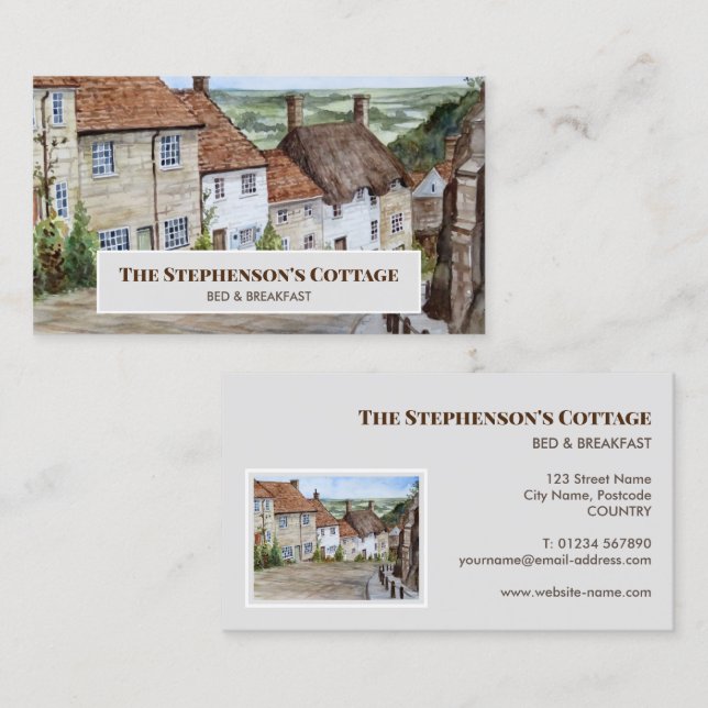 Gold Hill Shaftesbury Dorset England Watercolor Business Card (Front/Back)