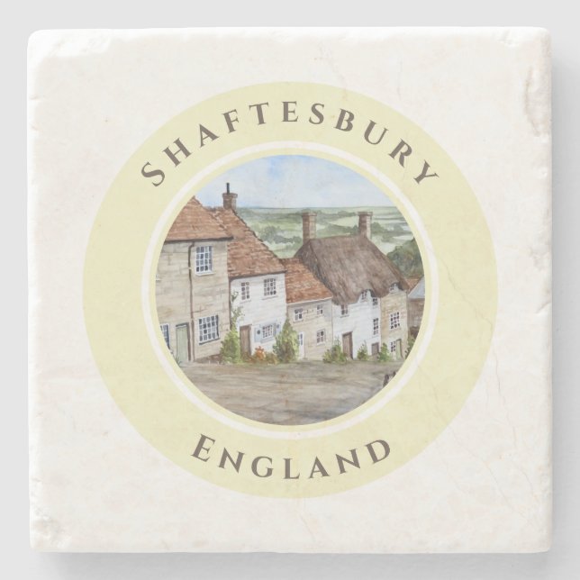 Gold Hill Shaftesbury Dorset England Watercolor Stone Coaster (Front)