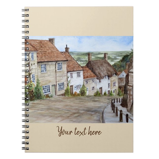 Gold Hill, Shaftesbury, Dorset Watercolor Painting Notebook (Front)