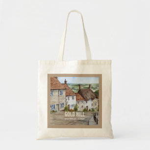 Gold Hill, Shaftesbury, Dorset Watercolor Painting Tote Bag