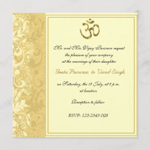 Gold Hindu wedding Invitation