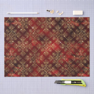 Gold Holiday Christmas Metallic Damask Elegant  Tissue Paper