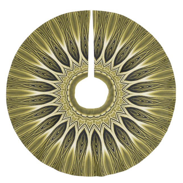 Gold Holiday Christmas Skirt Brushed Polyester Tree Skirt (Front)