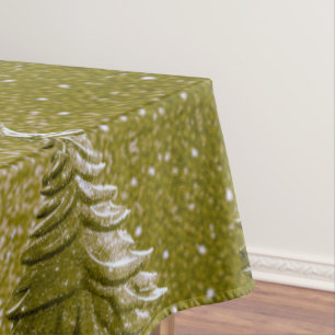 Gold Holiday Christmas Tree Tablecloth