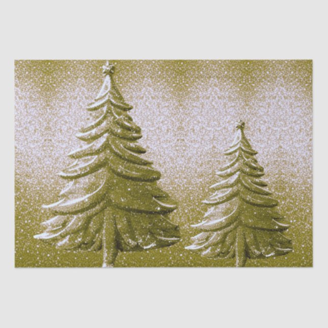 Gold Holiday Christmas Tree Tissue Paper (Front)
