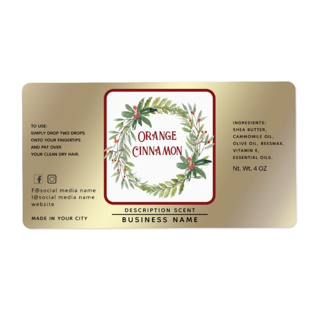 Gold Holiday holly wreath simple product  (Front)