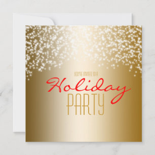 Gold Holiday Party Glitter Sparkle Invitation