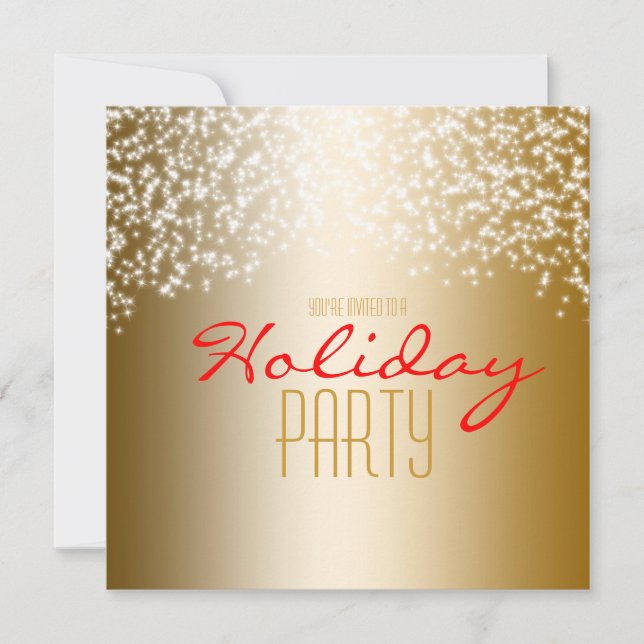 Gold Holiday Party Glitter Sparkle Invitation (Front)