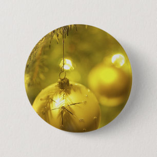 Gold Holiday Tree Decoration 6 Cm Round Badge